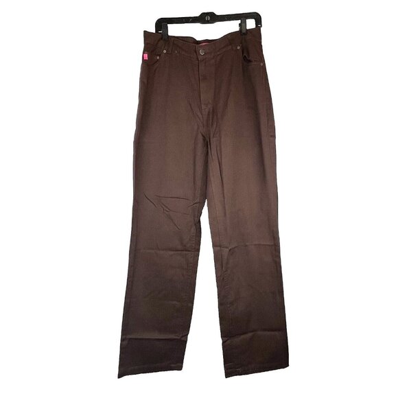 Woman Within Natural Fit 5 Pocket Western Classic Academia Brown Denim Pants 12T - Picture 1 of 9
